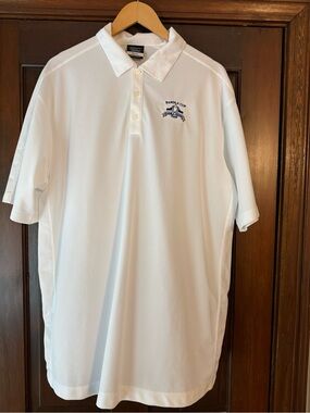 Nike Golf White Polo Shirt with Navy Embroidered Logo Tournament Shirt